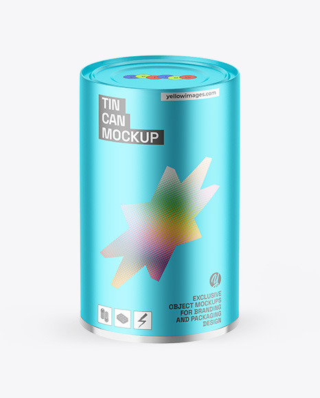 Matte Metallic Tin Can Mockup