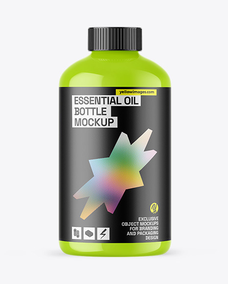 Glossy Essential Oil Bottle Mockup