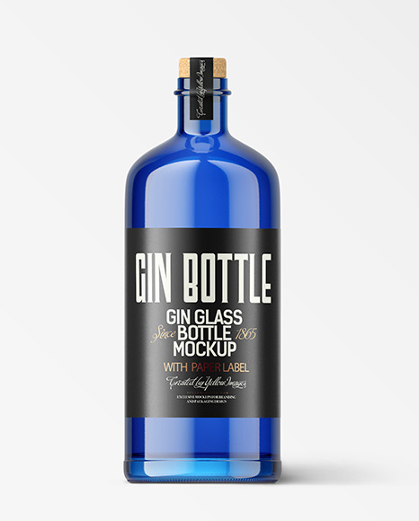 Blue Glass Gin Bottle Mockup