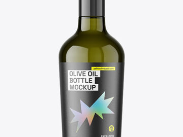 500ml Green Glass Olive Oil Bottle Mockup