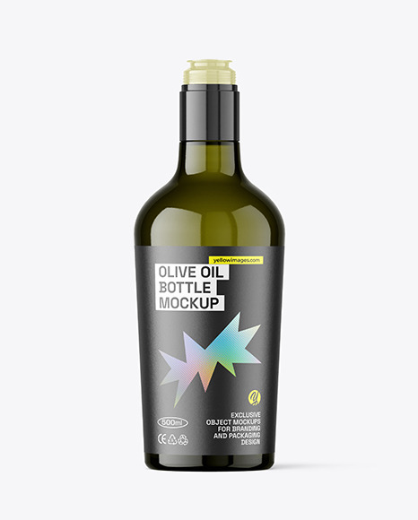 500ml Green Glass Olive Oil Bottle Mockup