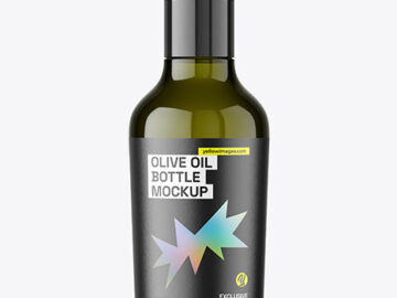 250ml Green Glass Olive Oil Bottle Mockup