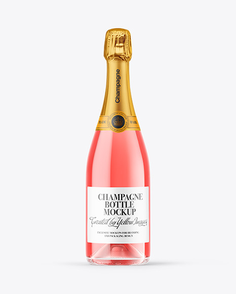 Clear Glass Pink Champagne Bottle Mockup