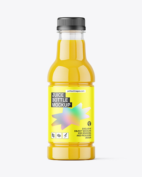 Clear PET Orange Juice Bottle Mockup