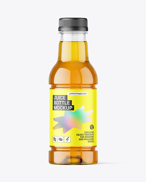 Clear PET Apple Juice Bottle Mockup