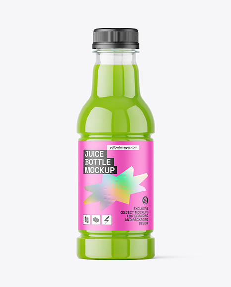 Clear PET Green Juice Bottle Mockup