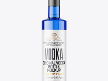 Blue Glass Vodka Bottle Mockup