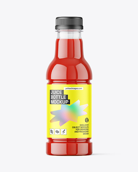 Clear PET Red Juice Bottle Mockup