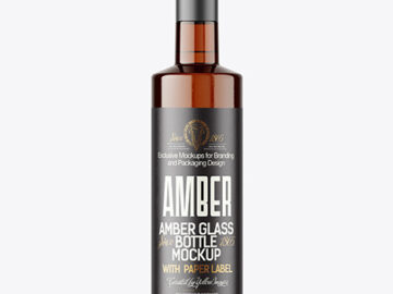 Amber Glass Vodka Bottle Mockup