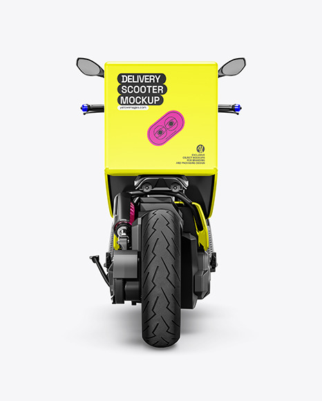 Electric Delivery Scooter Mockup - Back View