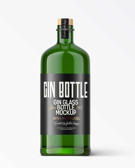 Green Glass Gin Bottle Mockup
