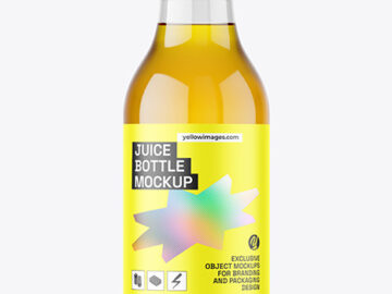Clear Glass Apple Juice Bottle Mockup
