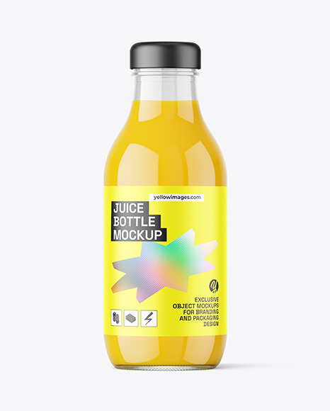 Clear Glass Orange Juice Bottle Mockup