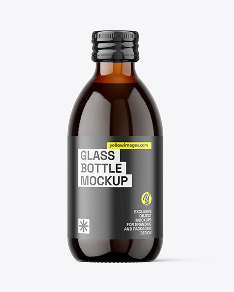 250ml Amber Glass Bottle Mockup